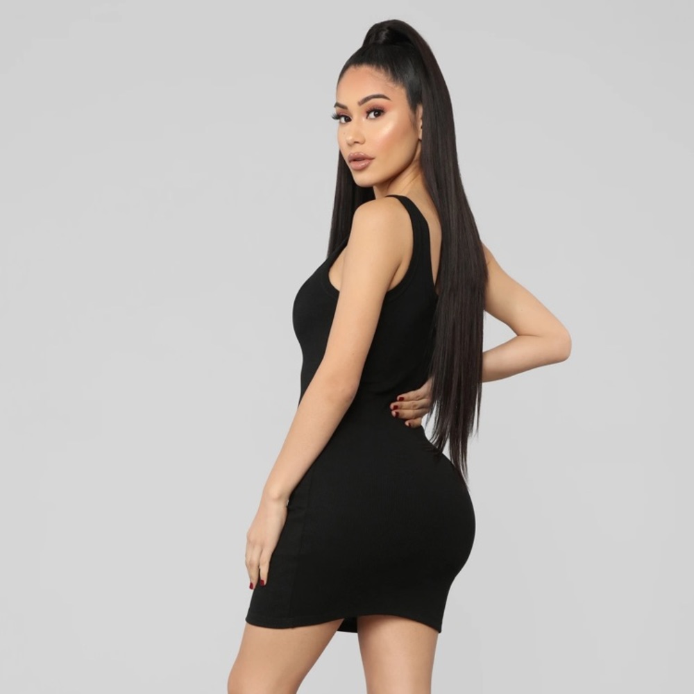 Fashion Nova Black Sleeveless Ribbed Dress Size S